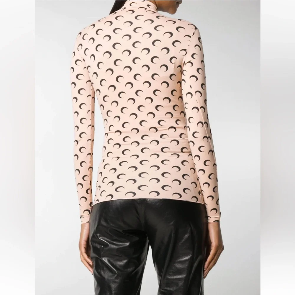 MARINE SERRE β’ Moon Print Turtleneck Second Skin Top - Picture 4 of 16